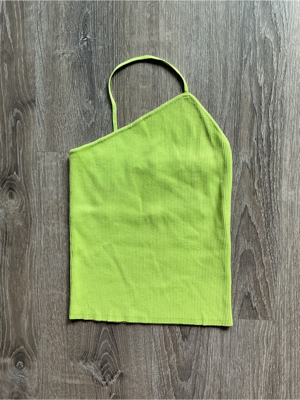 NWT Zara Lime Green One-Shoulder Ribbed Tank Top